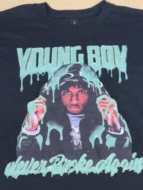 NBA Young Boy 'Never Broke Again'  graffiti rap T shirt size M